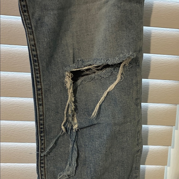 rag & bone Distressed Light Blue Straight Leg Jeans - Picture 4 of 12